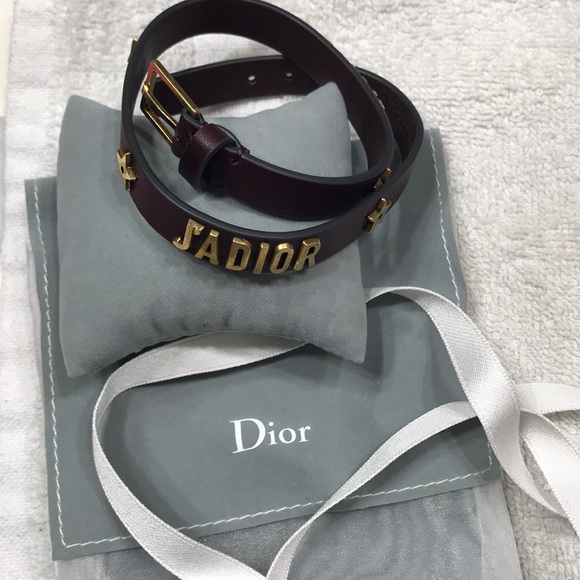 Dior jadior leather bracelet/choker in burgundy - Picture 5 of 5